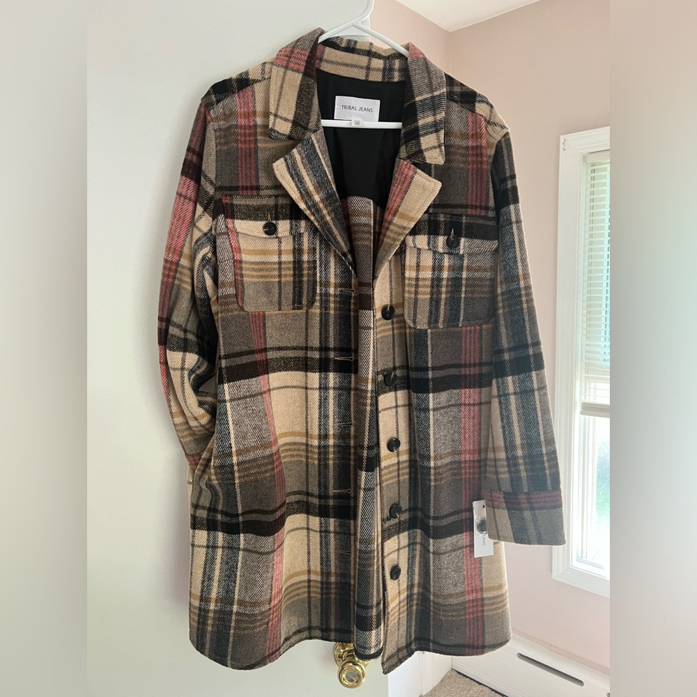 Tribal long plaid jacket Shacket